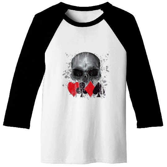 Heavy Metal Punk Poker Skull Baseball Tees