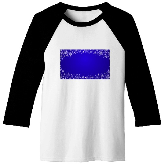 Modern Navy Blue Snowflakes Pattern Baseball Tees
