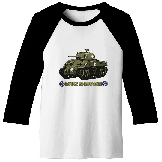 World War 2 American Tank M4A2 Sherman Baseball Tees