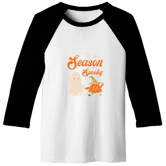 Cute Spooky Pumpkin Ghost Halloween Season Baseball Tees