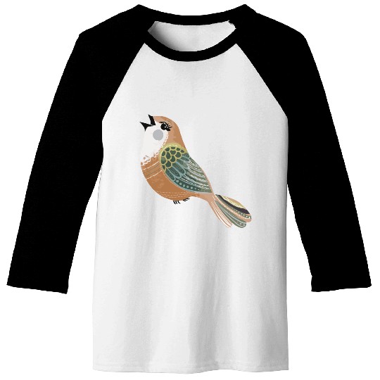 Folk art song bird Baseball Tees