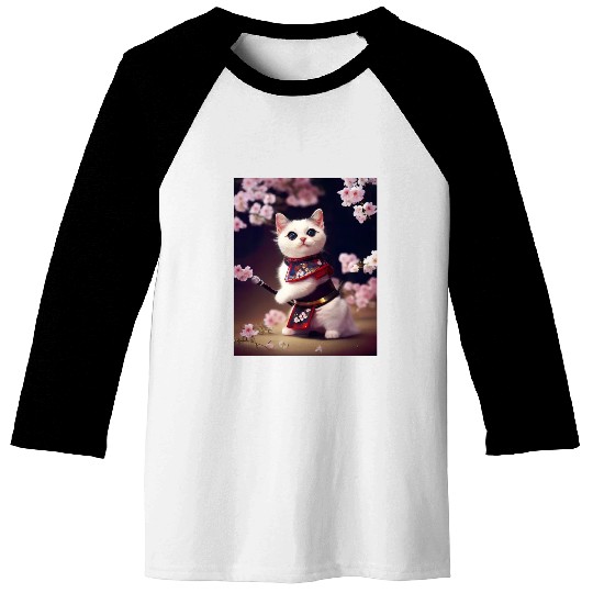 Samurai Cat Baseball Tees