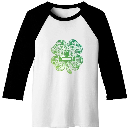 Lucky Teacher Four Leaf Clover St Patrick's Day Baseball Tees