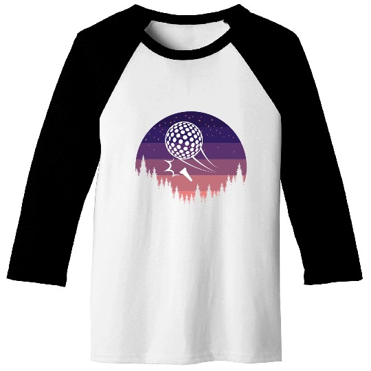 Golf Retro Sunset Baseball Tees