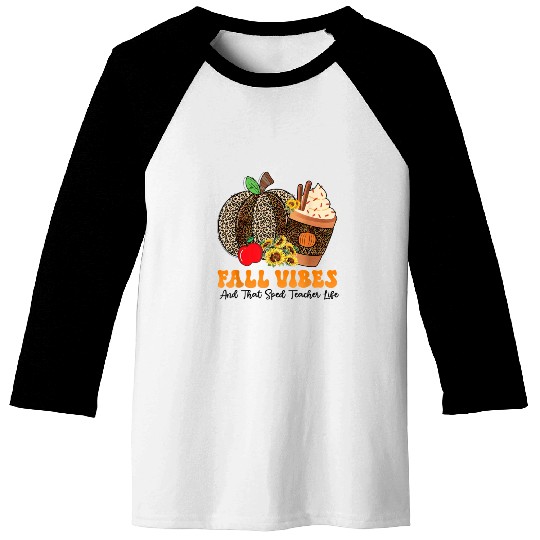 Groovy Fall Vibes Teacher Life Pumpkin Baseball Tees