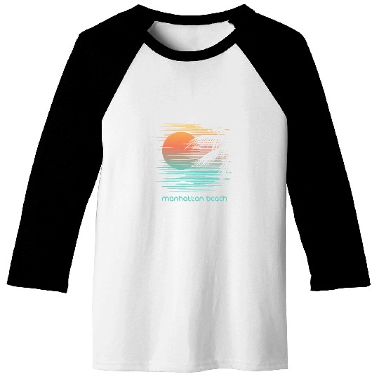 Artistic Manhattan Beach California Palm Tree Baseball Tees