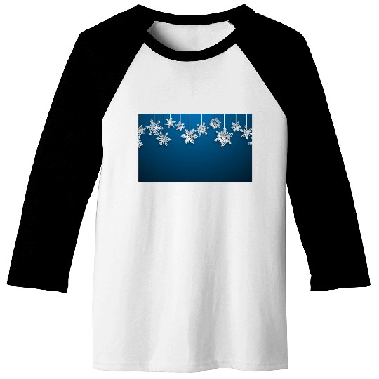 Elegant Hanging Snowflakes Navy Blue Baseball Tees