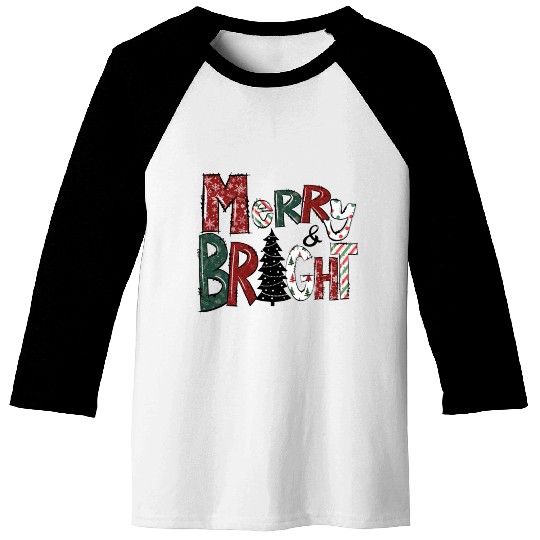 Merry And Bright Baseball Tees | Merry Christmas 2022