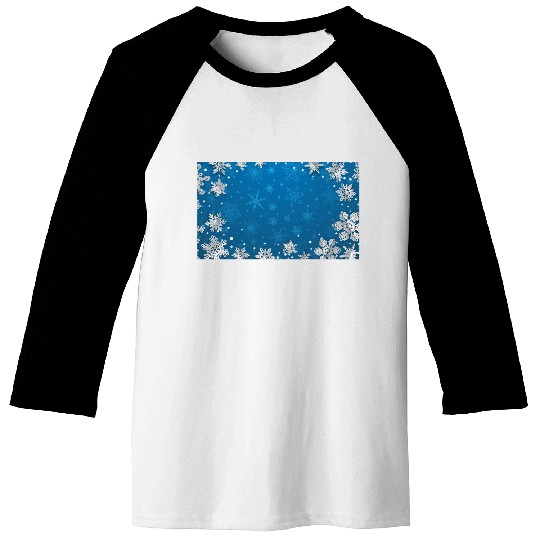Winter Snowflakes Navy Blue Pattern Baseball Tees