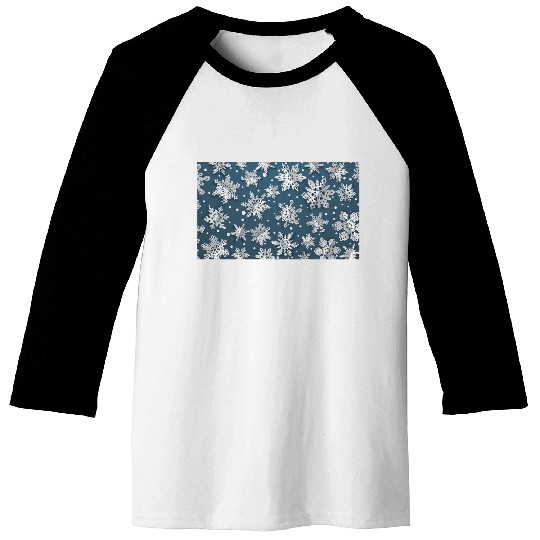 Modern Snowflakes Pattern Blue Baseball Tees