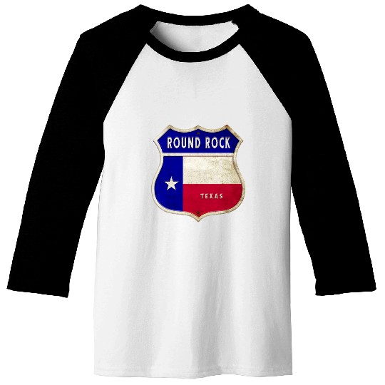 Round Rock Texas Crest Flag Design Baseball Tees