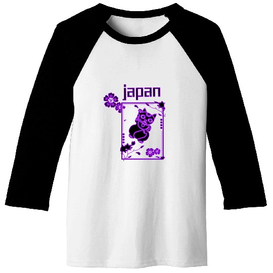 Japan Neon lucky Cat Baseball Tees