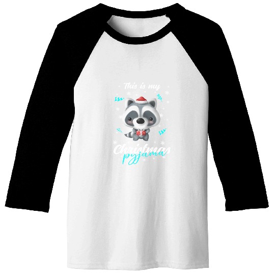 Winter Christmas Pyjama Raccoon Baseball Tees