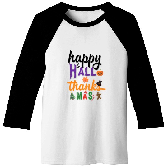 Happy Hallothanksmas Baseball Tees