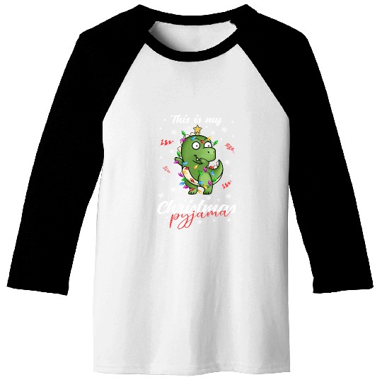 Winter Christmas Pyjama Dinosaur Trex Baseball Tees