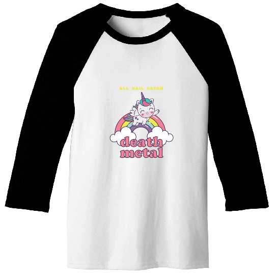 Unicorn On Cloud Death Metal Baseball Tees