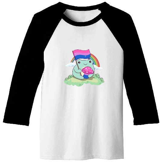 Bisexual Pride Bi Kawaii Frog Mushroom Bisexual Fl Baseball Tees