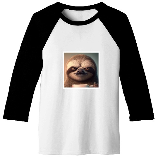 3d Sloth grumpy Coffee I hate people good morning Baseball Tees