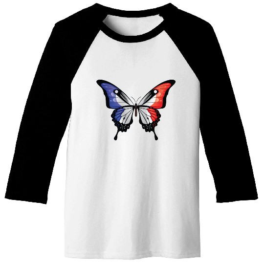 France Swallowtail Butterfly Flag Baseball Tees