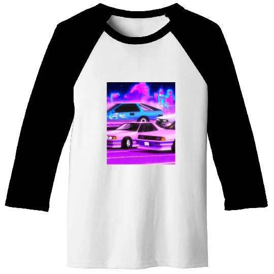 Vaporwave Car Synthwave City Baseball Tees