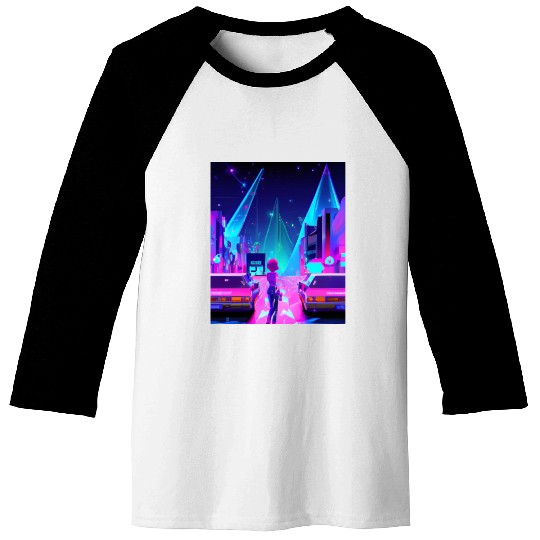 Vaporwave Car Synthwave Girl Baseball Tees