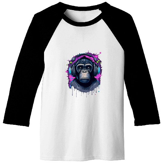 ape, primate, monkey wearing headphones Baseball Tees