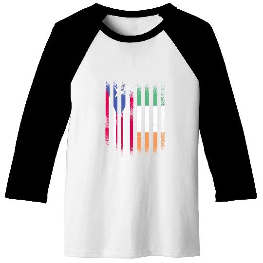 Puerto Rico Flag Ireland Grown Flags Stripes Baseball Tees