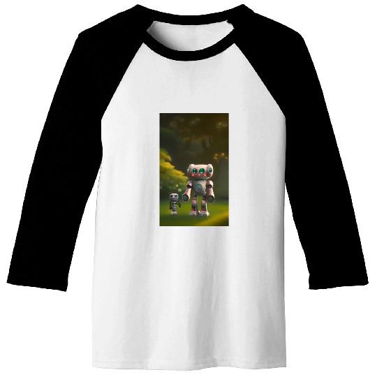 Two robot friends Baseball Tees