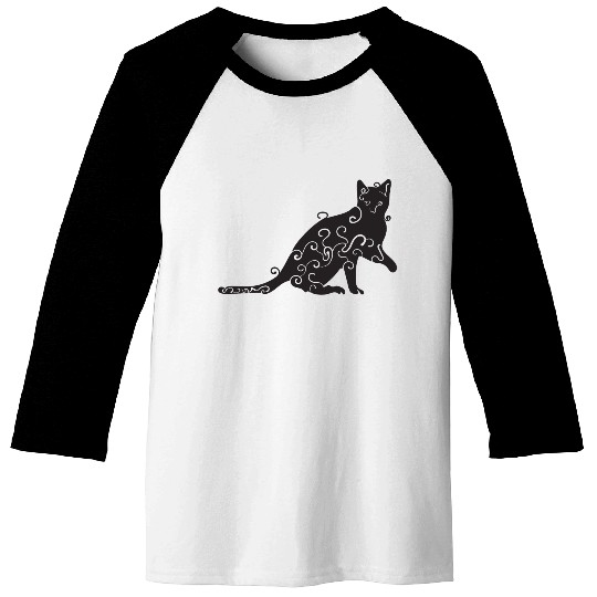 Black magic Cat desk mat , black cat holding on Baseball Tees