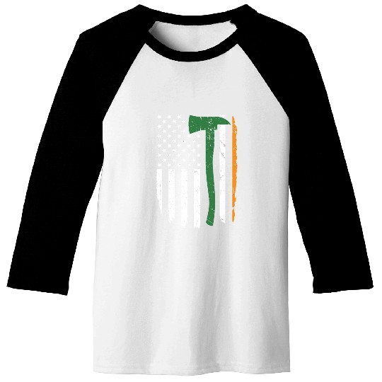 Irish Firefighter American Flag Ireland Baseball Tees