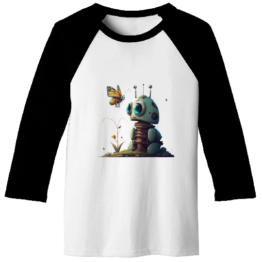 Robot Butterfly Baseball Tees