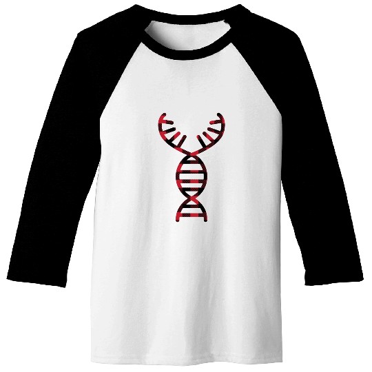 DNA Helix Deer Antlers Tartan - Christmas Baseball Tees