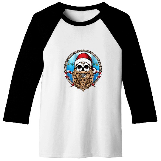 skull santa hat candy cane crew Baseball Tees