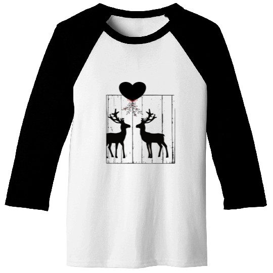 Reindeer love under a mistletoe Baseball Tees