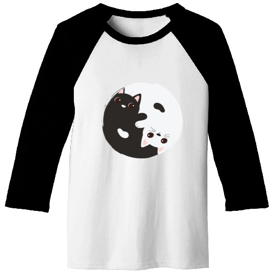 ying yang cat Baseball Tees