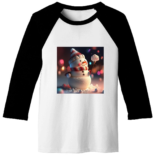 Snowman holding Candy Baseball Tees