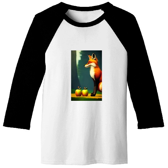 Fox and apples Baseball Tees