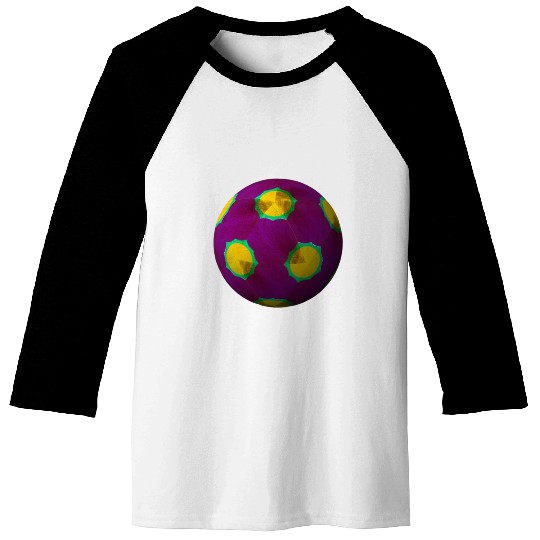 Purple 3D Sphere with Green Symmetric Shape Baseball Tees