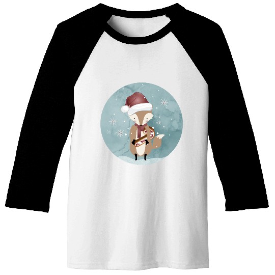 cute fox for Christmas with candy cane Baseball Tees