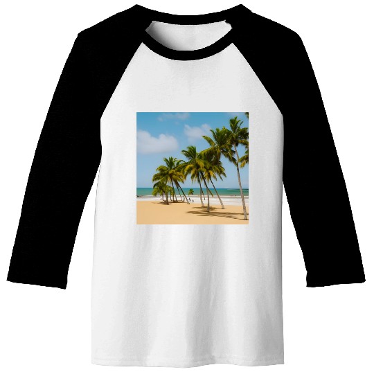 Calm beach with palm trees Baseball Tees