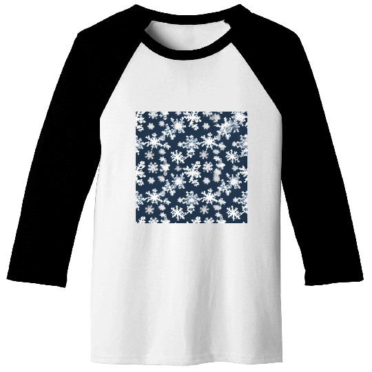 Snow pattern on navy blue background Baseball Tees