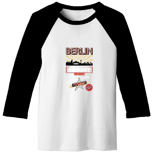 Berlin Germany German City Skyline Vintage Retro Baseball Tees