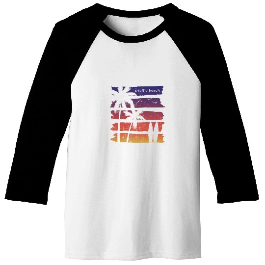 Cool Pacific Beach California Surfing Fan Palm Baseball Tees