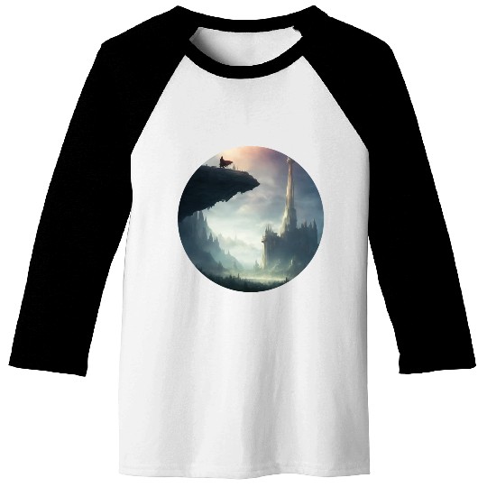 Mystical Character Landscape Baseball Tees