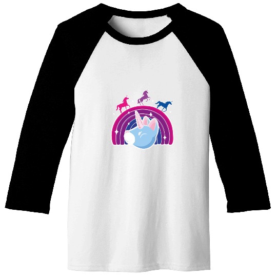 Kawaii Bisexual Pride Unicorn Bi Rainbow Baseball Tees