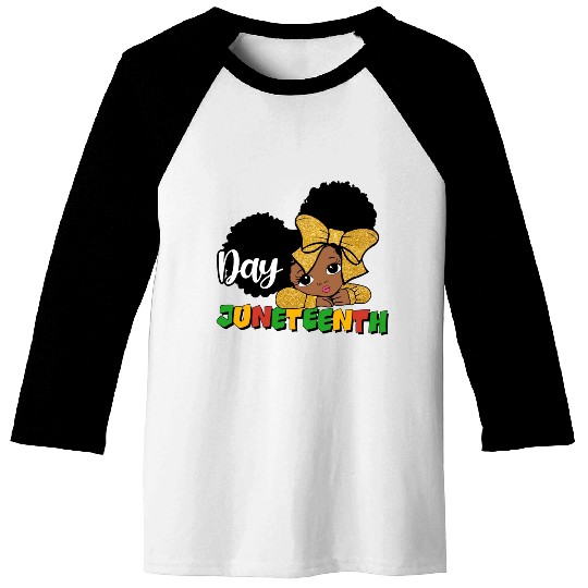 Juneteenth Day Celebration Afro Girl Baseball Tees