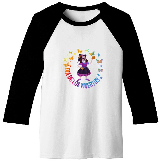 Dia De Los Muertos Baseball Tees, Girl Sugar Skeleton
