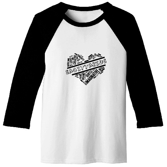 Sagittarius Star Sign Heart Word Cloud Doodle Astr Baseball Tees