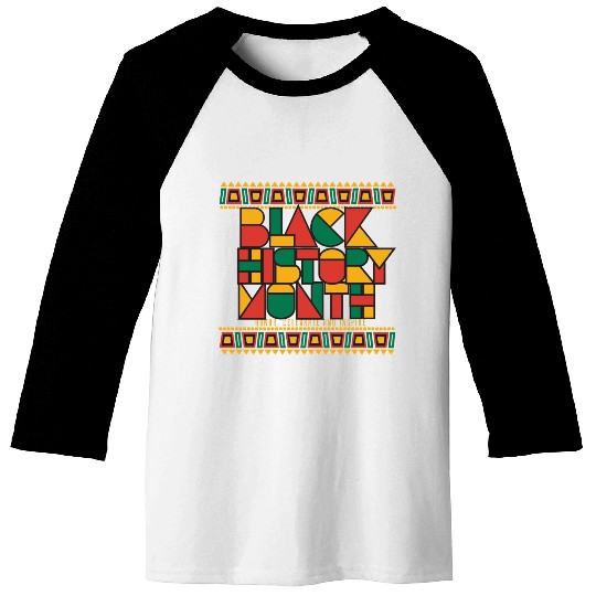 Black Geometric History Month Baseball Tees
