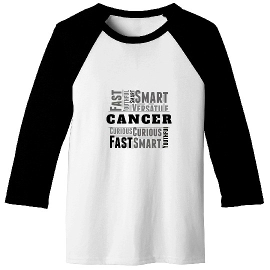 Cancer Zodiac Star Sign Word Cloud Square Monochro Baseball Tees
